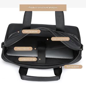 Sac pour ordinateur portable en cuir PU grande capacité, sacoche de voyage d'affaires, sacoche imperméable à bandoulière, compartiment pour ordinateur portable 14 pouces, sacoche en cuir pour homme - Product Image 6
