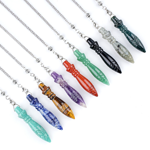 Péndulo de Cristal Natural Tallado y Curado con Reiki, para Adivinación, Meditación y Equilibrio de Chakras - Product Image 1