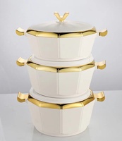 3-teiliges Set 2L 2,5L 3L Elegante Achteckige Servierschale Isolierter Speisewärmer Thermobehälter Hochwertige Qualität für Buffet-Nutzung