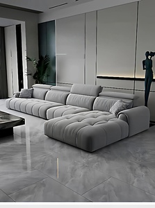 Nuevo sofá de tela estilo crema, sofá grande y pequeño para el hogar, sofá de terciopelo cepillado de fila recta, sofá noble tipo concubina. - Product Image 5