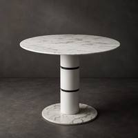 Table à manger ronde moderne en pierre artificielle de luxe Carrara, grande dalle, pour hôtels, restaurants, villas, possibilité de personnaliser les dimensions
