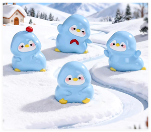 Figurines 3D de Noël en résine peintes à la main, pingouins d'anime, sculpture de jardin miniature, jouet de fête de remise de diplôme, Guangdong - Product Image 1