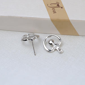 ต่างหูเงินแท้ S925 รูปโบว์ อุปกรณ์ DIY ต่างหูแบบเรียบง่าย พร้อมจี้มุก 7-9 เม็ด ฐานเปล่า 1194 - Product Image 4