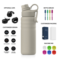 Bouteille d'eau hydrogénée isolée sous vide à large ouverture avec couvercle, plusieurs tailles disponibles : 24oz, 18oz, 12oz, pour l'extérieur