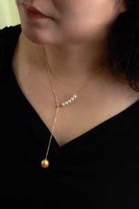New Fashion Women's 18K Solid <strong>Gold</strong> <strong>South</strong> <strong>Sea</strong> <strong>Gold</strong> <strong>Pearl</strong> Necklace with Adjustable Chain Daily Jewelry Accessory