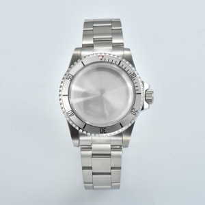 Boîtier de montre <span class=keywords><strong>vintage</strong></span> en acier inoxydable de 39.5mm avec accessoire de <span class=keywords><strong>lunette</strong></span> en cristal de saphir plat à 120 clics compatible avec les montres NH35 - Product Image 1