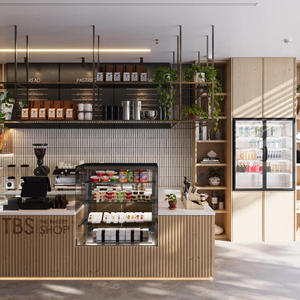 การออกแบบตกแต่งภายในร้านกาแฟที่มีสไตล์และปรับแต่งได้ |   เคาน์เตอร์บาร์และตู้โชว์สินค้าแบบปรับแต่งได้ |   โซลูชันร้านกาแฟสำเร็จรูปสมัยใหม่ - Product Image 3