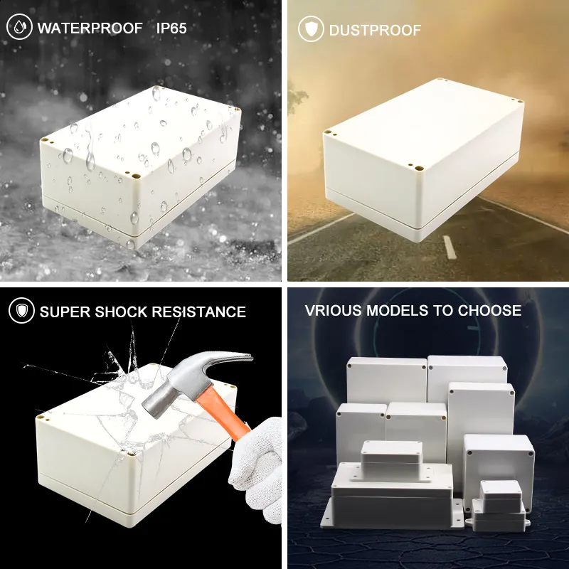 इलेक्ट्रिकल प्रोजेक्ट के लिए वॉल माउंट हिंगेड ग्रे कवर जंक्शन बॉक्स अनुकूलन IP65 वॉटरप्रूफ प्लास्टिक संलग्नक
