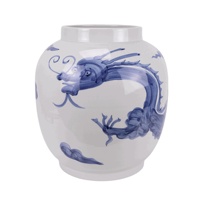 Vase en céramique décoratif de haute qualité RZMA36-A, peint à la main, motif de dragon bleu et blanc, pour la décoration de la maison, table d'hôtel