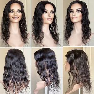 Coberturas de Cabello Humano Ondulado <span class=keywords><strong>con</strong></span> Base Mono para Mujeres, Piezas de Cobertura de Cabello <span class=keywords><strong>con</strong></span> Base de Seda y Parte Libre para Cabello Fino o Blanco - Product Image 6