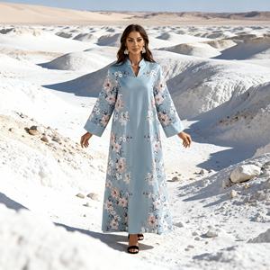 Robe Abaya de soirée élégante en polyester imprimé, nouveau style, pour femmes musulmanes - Product Image 1