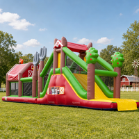 Parcours d'obstacles gonflable commercial personnalisé avec logo pour enfants et adultes, idéal pour événements extérieurs et locations de fêtes