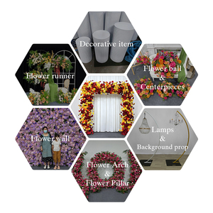 Suministro al por mayor de arco floral personalizable con rosas de seda y flores de loto en tonos cálidos de otoño, ideal para bodas o graduaciones. - Product Image 5