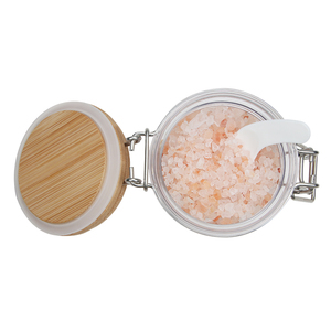 Venta Directa de Fábrica: Tarros de Plástico Transparentes Multifuncionales con Tapa de Bambú Irrompible de 200 ML, con Cierre Seguro para Sales de Baño - Product Image 2