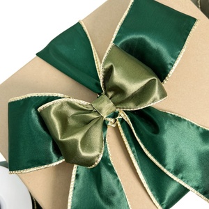 Ruộng băng satin hai mặt màu hồng, mật độ cao, 63mm, 100% polyester, tùy chỉnh hai mặt, viền kim tuyến, dùng cho Giáng sinh - Product Image 3