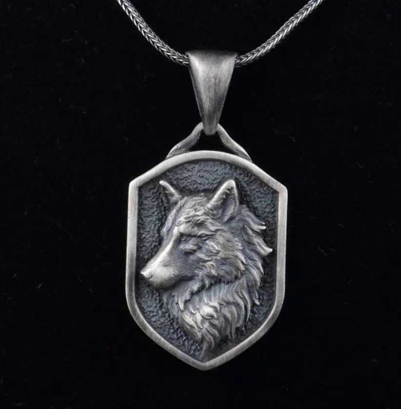 Best Seller Handmade Plated Stainless Steel Charm Necklace Animal Jewelry Viking Wolf Necklace For Men
