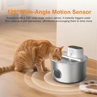 Fontaine à eau pour animaux de compagnie OEM 4L à piles avec détecteur de mouvement, sans fil, pour chiens et chats, en acier inoxydable, avec fenêtre visible