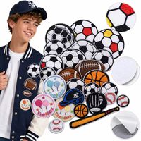 Patchs brodés thermocollants et à coudre pour ballons de sport (football, basketball, baseball), casques, gants et battes
