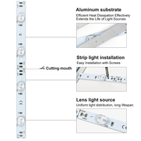 Bande LED rigide diffuse à rétroéclairage super lumineux SLT, 24V, pour rideaux enroulables, pour boîtes à lumière en tissu de très grande taille