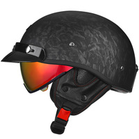 Casque de moto électrique unisexe demi-casque ABS neuf toutes saisons vintage japonais profil bas avec lentille intégrée à dégagement rapide
