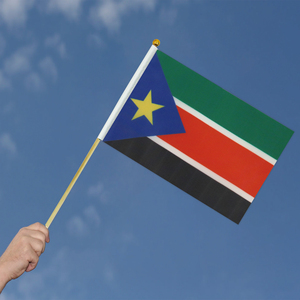2024 Venta caliente de fábrica Bandera agitada a mano de poste de madera de Sudán del Sur para vacaciones generales - Product Image 5