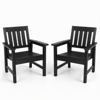 Chaises d'extérieur noires, chaise de salle à manger de patio avec dossier incurvé, capacité de 400 lb, chaise de patio