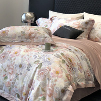 Parure de lit quatre pièces personnalisable style pastoral, imprimé floral américain numérique, housse de couette matelassée et drap de lit