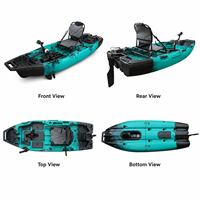 Kayak de pêche modulaire en deux parties de 8,4 pieds, 1 personne, en HDPE rotomoulé, type sit-on-top, avec siège de type stade