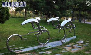 Абстрактный дизайн, популярный дизайн, зеркальная полированная Современная велосипедная уличная спортивная садовая скульптура из нержавеющей стали - Product Image 2