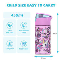 Bouteilles d'eau en plastique pour enfants sans BPA avec paille, imprimées motifs mignons, pour la rentrée scolaire, la course, la gym et les activités de plein air – Essentiel