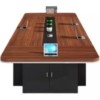Plateau en bois Cadre en acier Table de conférence Taille personnalisée Bureau de réunion