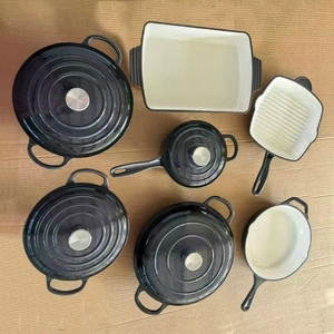 11pcs/7 <strong>Pots</strong> Enamel Cast Iron Cookware <strong>Set</strong> Eleven Pieces Multi-Function Frying Pan and Stew <strong>Pot</strong> for Home Kitchen Use - Product Image 4