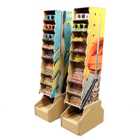 Support d'affichage de lunettes de soleil en carton pour magasin, double face, dernier modèle populaire, sur pied