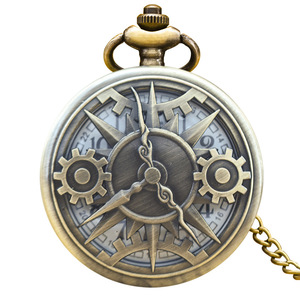 Diversi modelli catena pendente quarzo bronzo cassa orologio 47MM ingranaggio orologi da tasca cavi - Product Image 2