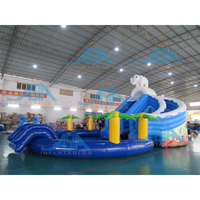 Parc aquatique gonflable mobile commercial Dolphin avec toboggan et piscine
