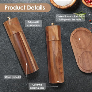 Juego de Molinillos de Pimienta y Sal de Madera de Acacia de Primera Calidad, Molinillo Manual de Sal y Pimienta - Product Image 2