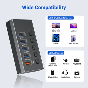 Adaptateur Hub USB 3.0 5 en 1, transmission de données 5 Gbps pour <span class=keywords><strong>ordinateur</strong></span> <span class=keywords><strong>portable</strong></span>, tablette, téléphone <span class=keywords><strong>portable</strong></span>, station d'accueil USB 3.0, charge rapide - Product Image 5