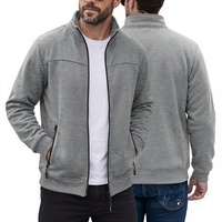 Blouson bomber zippé pour homme, coupe slim, hiver, style américain, en tissu brossé, col montant, épais, normcore/minimaliste, transfrontalier