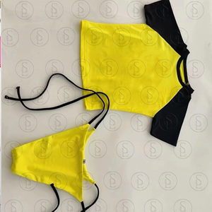 Ensemble de maillots de <span class=keywords><strong>bain</strong></span> de luxe pour femmes 2026, avec logo personnalisé, sexy, 3 pièces, pour le fitness, comprenant un micro mini bikini, un t-<span class=keywords><strong>shirt</strong></span> court et un maillot de <span class=keywords><strong>bain</strong></span> uni à motif fruité - Product Image 3