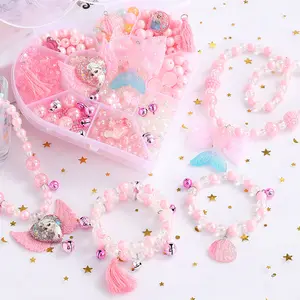 Alle rosa Farbe DIY Armband Herstellung Schmuck Kristall Mädchen Armband Spielzeug Kit für 8 bis 10 Jahre alt