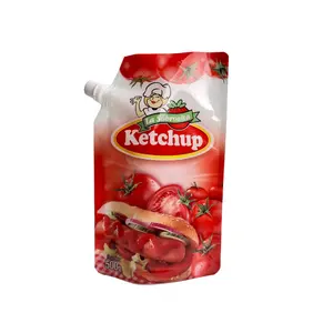 kundenspezifisches design kunststoff tomatensoße lebensmittel doypack verpackung ketchup stehender auslauf beutel tasche auslauf