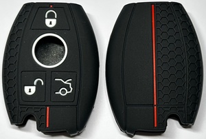 Housse de clé de <span class=keywords><strong>voiture</strong></span> en silicone à texture nid d'abeille, antidérapante, antichoc, avec bande rouge, compatible avec Nissan - Product Image 6