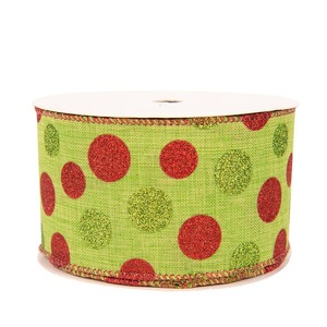 Rubans de Noël transfrontaliers <span class=keywords><strong>Maju</strong></span> – Grinch aux cheveux verts magnifiques, en satin polyester gaufré imprimé rouge et vert - Product Image 2