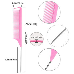 Bán buôn tùy chỉnh salon làm tóc chống tĩnh chia tay Lược chịu nhiệt rat đuôi lược kim loại Pin bện Lược - Product Image 2
