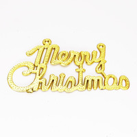 En gros 14cm Joyeux Noël Galvanoplastie Anglais Lettre Plaque pour Arbre De Noël Paquet et Paquet Pendentif Décorations