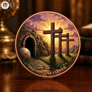 Moneta in Rame Puro 999 da 1 Oz, Stampata a Colori 2D, Commemorativa Religiosa, Croci della Risurrezione e Tombe Vuote - Product Image 3