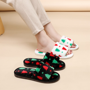 2024 Christmas Open Toe Cotton <strong>Slippers</strong> White <strong>Silver</strong> Plush Flat Thermal Indoor Festival Shoes Non-Slip Warm <strong>Slippers</strong> for Winter - Product Image 5