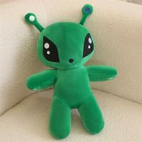 Peluches Alien aux Grands Yeux Verts, Figurines de Dessins Animés et Anime, Ovni, Personnages Intelligents Extra-terrestres, Coussin
