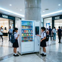 Distributeur automatique de snacks IMakeTech, capacité 300-600, système de refroidissement, écran tactile, options de paiement multiples pour aliments et boissons