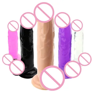 Giocattoli del sesso super soft g spot all'ingrosso gelatina nero rosa viola chiaro dildo pene con ventosa per donna donna